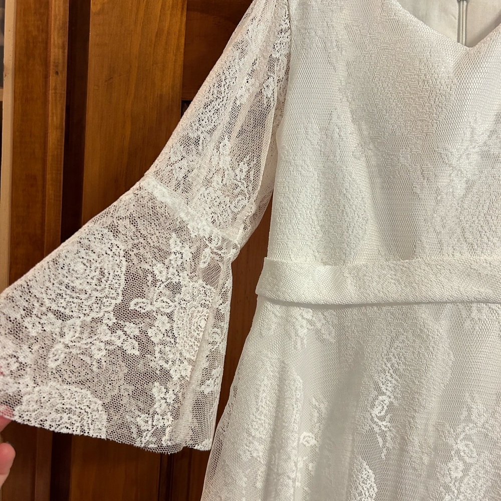 Long sleeve, white lace dress